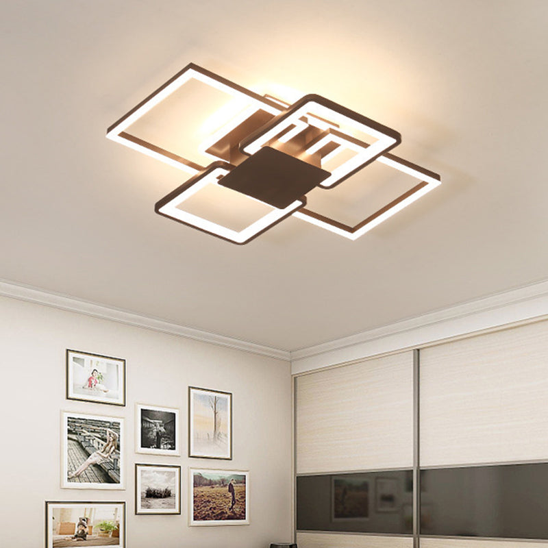 Frame Flush Mount Simple Acrylic 21.5"/25.5"/31.5" Wide LED White/Coffee Ceiling Light Fixture in Warm/White Light Coffee Warm Clearhalo 'Ceiling Lights' 'Close To Ceiling Lights' 'Close to ceiling' 'Flush mount' Lighting' 288090