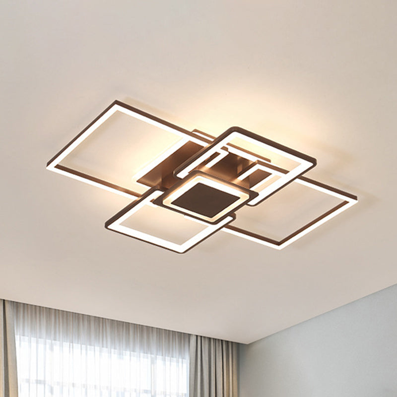 Frame Flush Mount Simple Acrylic 21.5"/25.5"/31.5" Wide LED White/Coffee Ceiling Light Fixture in Warm/White Light Coffee White Clearhalo 'Ceiling Lights' 'Close To Ceiling Lights' 'Close to ceiling' 'Flush mount' Lighting' 288091