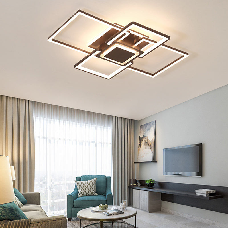 Frame Flush Mount Simple Acrylic 21.5"/25.5"/31.5" Wide LED White/Coffee Ceiling Light Fixture in Warm/White Light Clearhalo 'Ceiling Lights' 'Close To Ceiling Lights' 'Close to ceiling' 'Flush mount' Lighting' 288092