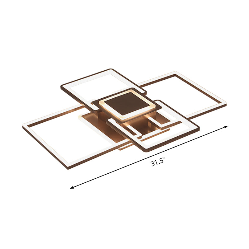 Frame Flush Mount Simple Acrylic 21.5"/25.5"/31.5" Wide LED White/Coffee Ceiling Light Fixture in Warm/White Light Clearhalo 'Ceiling Lights' 'Close To Ceiling Lights' 'Close to ceiling' 'Flush mount' Lighting' 288096