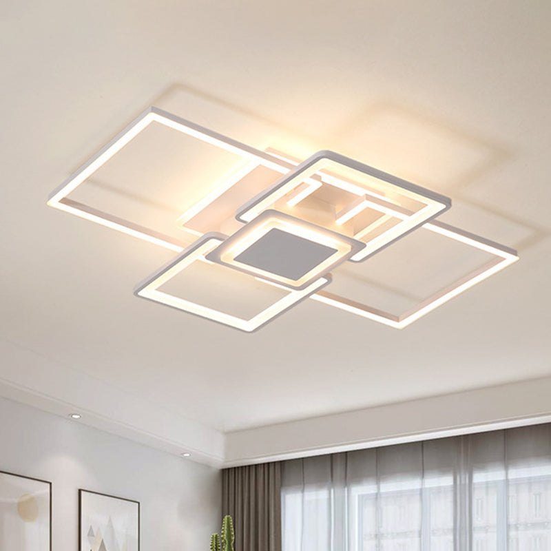 Frame Flush Mount Simple Acrylic 21.5"/25.5"/31.5" Wide LED White/Coffee Ceiling Light Fixture in Warm/White Light White Warm Clearhalo 'Ceiling Lights' 'Close To Ceiling Lights' 'Close to ceiling' 'Flush mount' Lighting' 288097