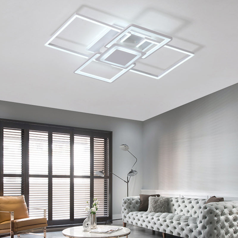 Frame Flush Mount Simple Acrylic 21.5"/25.5"/31.5" Wide LED White/Coffee Ceiling Light Fixture in Warm/White Light White White Clearhalo 'Ceiling Lights' 'Close To Ceiling Lights' 'Close to ceiling' 'Flush mount' Lighting' 288098