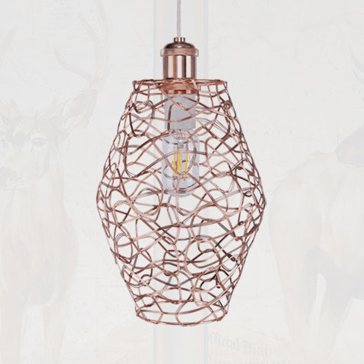 Copper Wire Guard Pendant Light with Shade Vintage Style Metal 1 Light Living Room Hanging Lamp Clearhalo 'Art Deco Pendants' 'Cast Iron' 'Ceiling Lights' 'Ceramic' 'Crystal' 'Industrial Pendants' 'Industrial' 'Metal' 'Middle Century Pendants' 'Pendant Lights' 'Pendants' 'Tiffany' Lighting' 28811