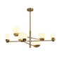 Gold Sputnik Chandelier Lighting Postmodern 6/8/10 Heads Metal Hanging Lamp with Round White Glass Shade Clearhalo 'Ceiling Lights' 'Chandeliers' Lighting' options 288174