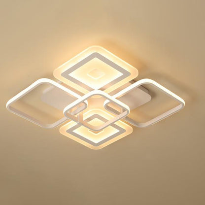 White Square Semi Flush Mount Minimalism 5 Heads Acrylic Ceiling Mounted Fixture in Warm/White Light White Warm Clearhalo 'Ceiling Lights' 'Close To Ceiling Lights' 'Close to ceiling' 'Semi-flushmount' Lighting' 288194