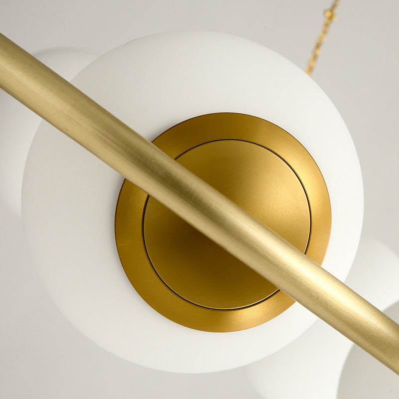 Circular Chandelier Light Postmodern Metal 6/8 Lights Brass Hanging Lamp Kit with Globe Frosted Glass Shade Clearhalo 'Ceiling Lights' 'Chandeliers' 'Glass shade' 'Glass' 'Island Lights' 'Modern Chandeliers' 'Modern' 'Pendant Lights' Lighting' 288292
