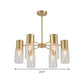 Cylinder Hanging Lamp Kit Postmodern Clear Glass 6/8/10 Heads Brass Chandelier Light Fixture Clearhalo 'Ceiling Lights' 'Chandeliers' 'Glass shade' 'Glass' 'Modern Chandeliers' 'Modern' 'Pendant Lights' Lighting' 288324