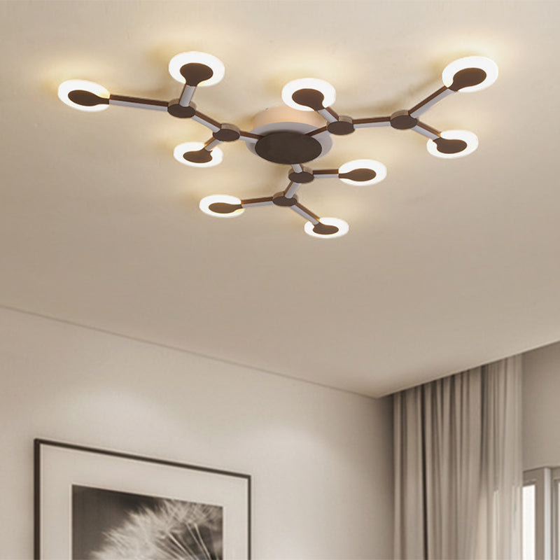 Starburst Flushmount Minimalist Acrylic 33.5"/39" Wide 9/12 Heads Brown Ceiling Mount Light Fixture in Warm/White Light Brown 33.5" Warm Clearhalo 'Ceiling Lights' 'Close To Ceiling Lights' 'Close to ceiling' 'Flush mount' Lighting' 288356