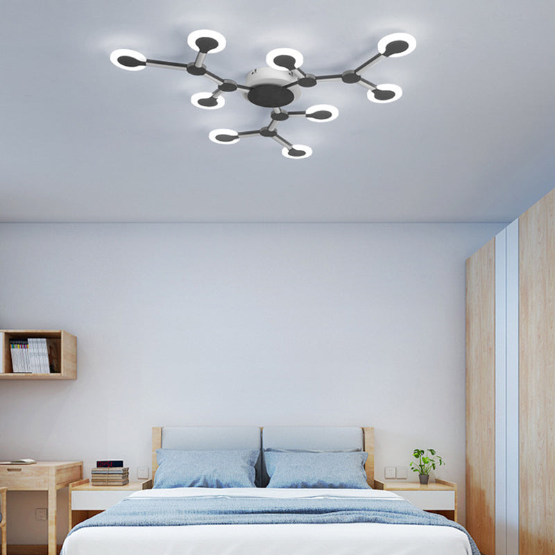 Starburst Flushmount Minimalist Acrylic 33.5"/39" Wide 9/12 Heads Brown Ceiling Mount Light Fixture in Warm/White Light Brown 33.5" White Clearhalo 'Ceiling Lights' 'Close To Ceiling Lights' 'Close to ceiling' 'Flush mount' Lighting' 288358