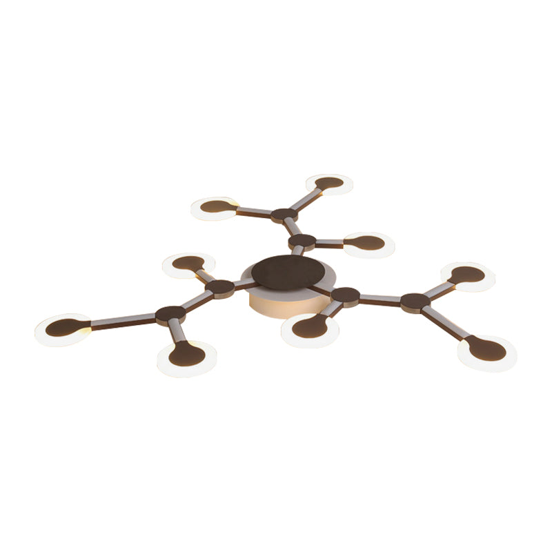 Starburst Flushmount Minimalist Acrylic 33.5"/39" Wide 9/12 Heads Brown Ceiling Mount Light Fixture in Warm/White Light Clearhalo 'Ceiling Lights' 'Close To Ceiling Lights' 'Close to ceiling' 'Flush mount' Lighting' 288359