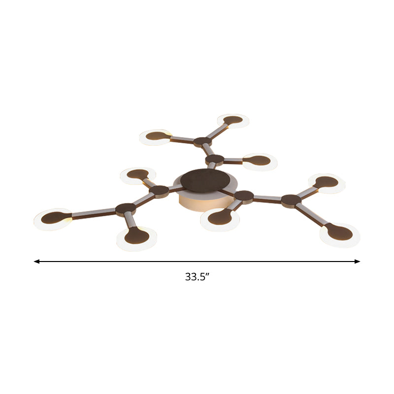 Starburst Flushmount Minimalist Acrylic 33.5"/39" Wide 9/12 Heads Brown Ceiling Mount Light Fixture in Warm/White Light Clearhalo 'Ceiling Lights' 'Close To Ceiling Lights' 'Close to ceiling' 'Flush mount' Lighting' 288360