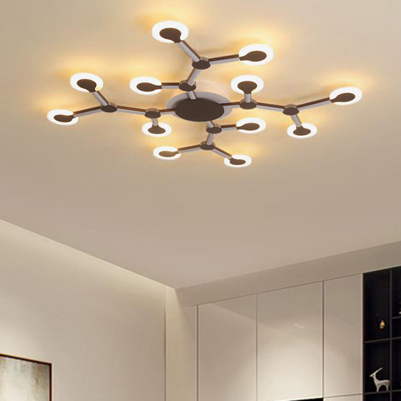Starburst Flushmount Minimalist Acrylic 33.5"/39" Wide 9/12 Heads Brown Ceiling Mount Light Fixture in Warm/White Light Brown 39" Clearhalo 'Ceiling Lights' 'Close To Ceiling Lights' 'Close to ceiling' 'Flush mount' Lighting' 288361