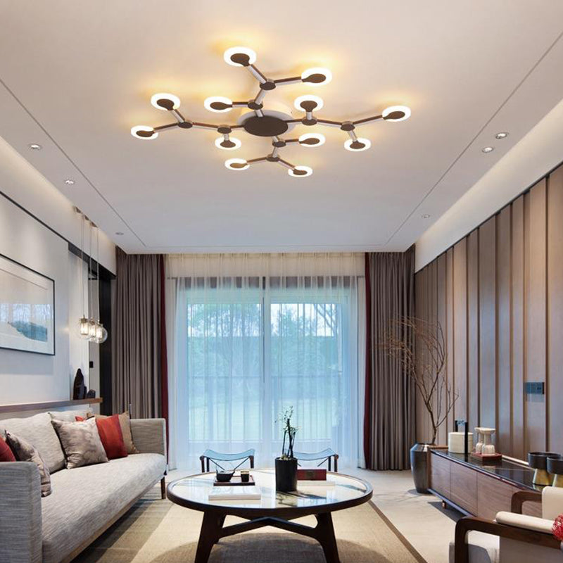 Starburst Flushmount Minimalist Acrylic 33.5"/39" Wide 9/12 Heads Brown Ceiling Mount Light Fixture in Warm/White Light Clearhalo 'Ceiling Lights' 'Close To Ceiling Lights' 'Close to ceiling' 'Flush mount' Lighting' 288362