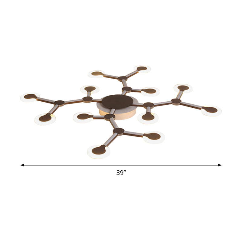 Starburst Flushmount Minimalist Acrylic 33.5"/39" Wide 9/12 Heads Brown Ceiling Mount Light Fixture in Warm/White Light Clearhalo 'Ceiling Lights' 'Close To Ceiling Lights' 'Close to ceiling' 'Flush mount' Lighting' 288364