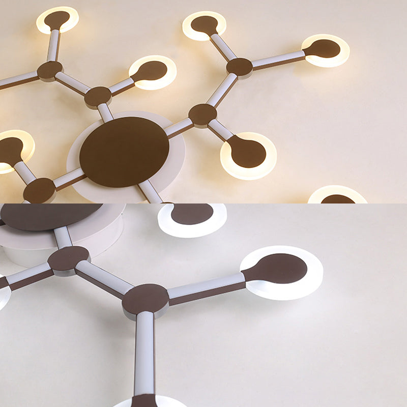 Starburst Flushmount Minimalist Acrylic 33.5"/39" Wide 9/12 Heads Brown Ceiling Mount Light Fixture in Warm/White Light Clearhalo 'Ceiling Lights' 'Close To Ceiling Lights' 'Close to ceiling' 'Flush mount' Lighting' 288365