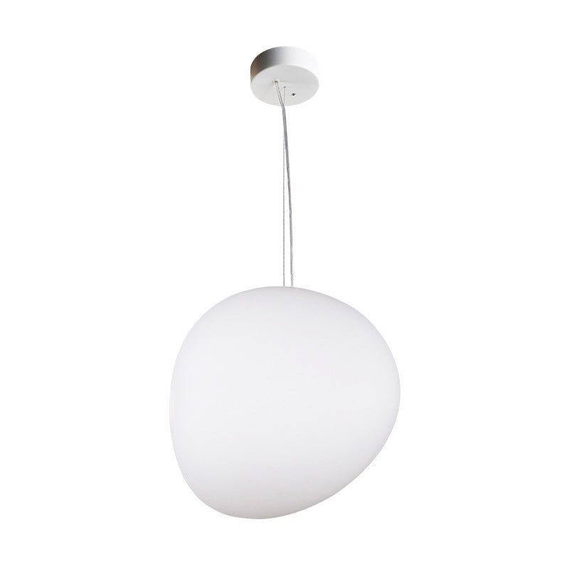 White Glass Oval Ceiling Pendant Light Simple Style 6"/9"/12.5" Wide 1 Light Hanging Lamp Kit Clearhalo 'Ceiling Lights' 'Chandeliers' 'Glass shade' 'Glass' 'Island Lights' 'Modern Pendants' 'Modern' 'Pendant Lights' 'Pendants' Lighting' 288370