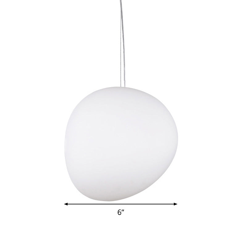 White Glass Oval Ceiling Pendant Light Simple Style 6"/9"/12.5" Wide 1 Light Hanging Lamp Kit Clearhalo 'Ceiling Lights' 'Chandeliers' 'Glass shade' 'Glass' 'Island Lights' 'Modern Pendants' 'Modern' 'Pendant Lights' 'Pendants' Lighting' 288371
