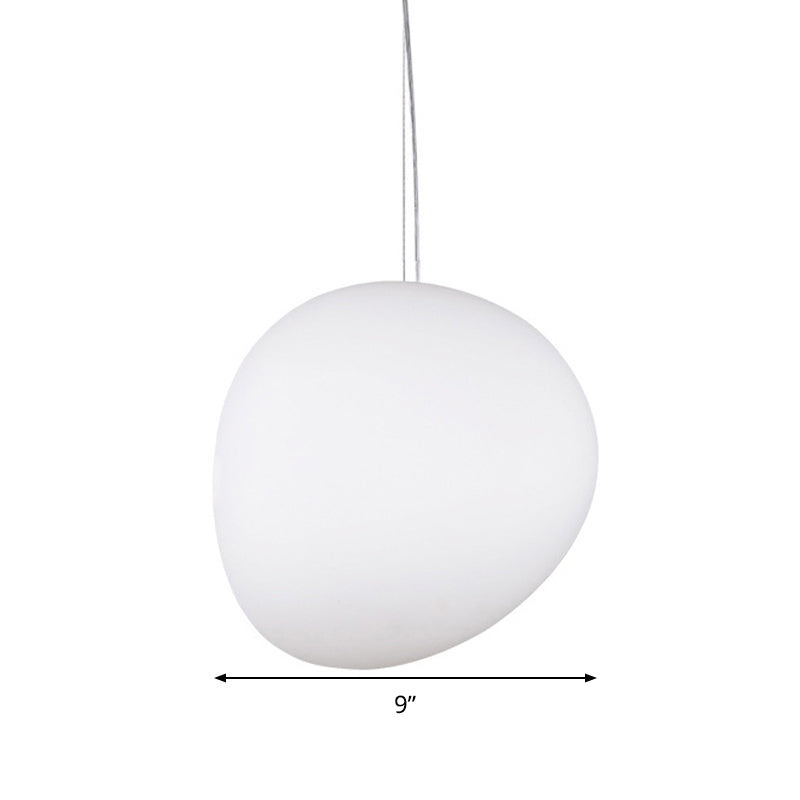 White Glass Oval Ceiling Pendant Light Simple Style 6"/9"/12.5" Wide 1 Light Hanging Lamp Kit Clearhalo 'Ceiling Lights' 'Chandeliers' 'Glass shade' 'Glass' 'Island Lights' 'Modern Pendants' 'Modern' 'Pendant Lights' 'Pendants' Lighting' 288372
