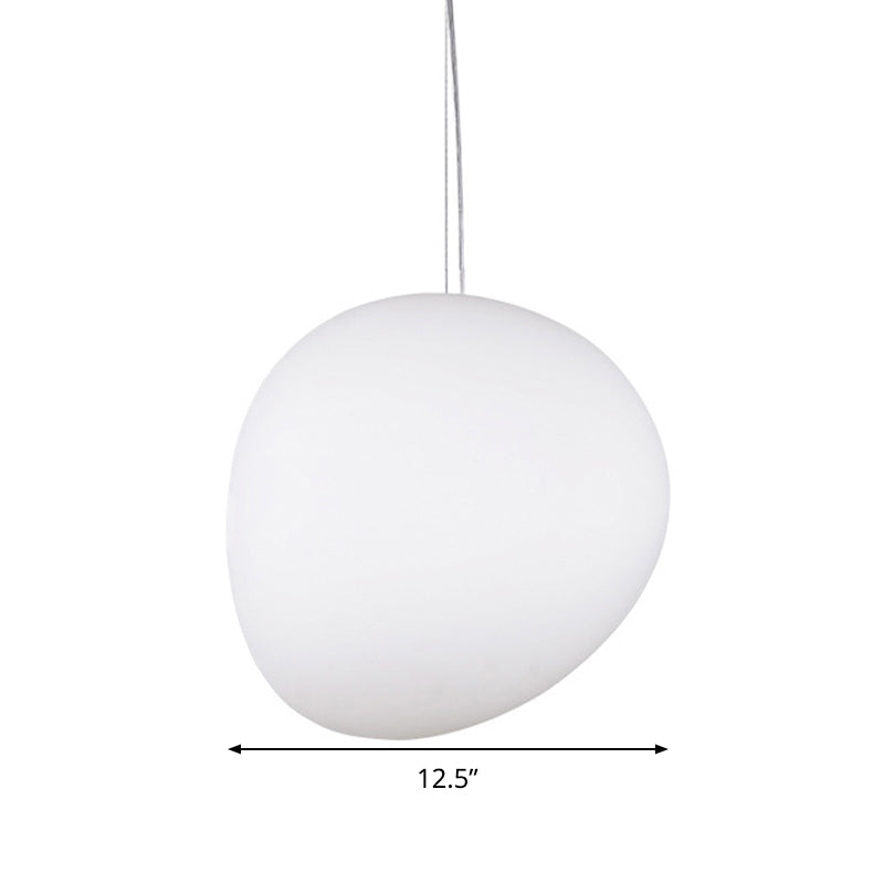 White Glass Oval Ceiling Pendant Light Simple Style 6"/9"/12.5" Wide 1 Light Hanging Lamp Kit Clearhalo 'Ceiling Lights' 'Chandeliers' 'Glass shade' 'Glass' 'Island Lights' 'Modern Pendants' 'Modern' 'Pendant Lights' 'Pendants' Lighting' 288373