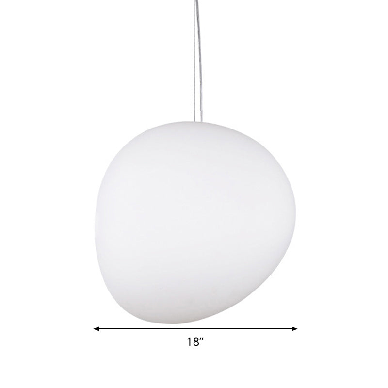 White Glass Oval Ceiling Pendant Light Simple Style 6"/9"/12.5" Wide 1 Light Hanging Lamp Kit Clearhalo 'Ceiling Lights' 'Chandeliers' 'Glass shade' 'Glass' 'Island Lights' 'Modern Pendants' 'Modern' 'Pendant Lights' 'Pendants' Lighting' 288374