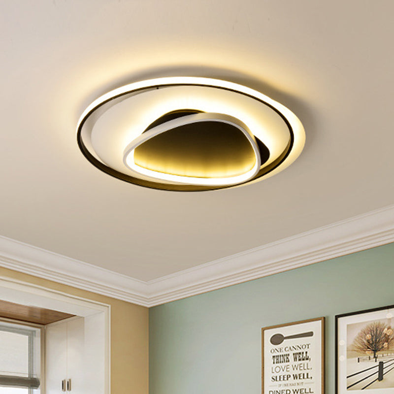 18"/23.5" Wide Black Geometric Flush Mount Modern Acrylic LED Ceiling Light in Warm/White Light/Remote Control Stepless Dimming Clearhalo 'Ceiling Lights' 'Close To Ceiling Lights' 'Close to ceiling' 'Flush mount' Lighting' 288526