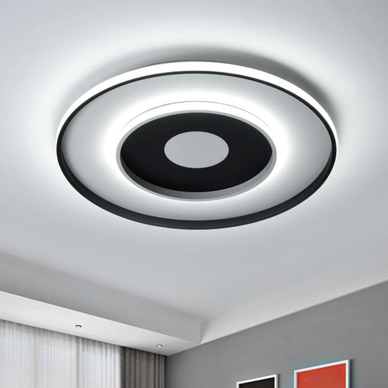 Acrylic Circle Ceiling Lighting Modern Black 18"/23.5" Wide Flush Light Fixture in Warm/White/3 Color Light Black White Clearhalo 'Ceiling Lights' 'Close To Ceiling Lights' 'Close to ceiling' 'Flush mount' Lighting' 288570