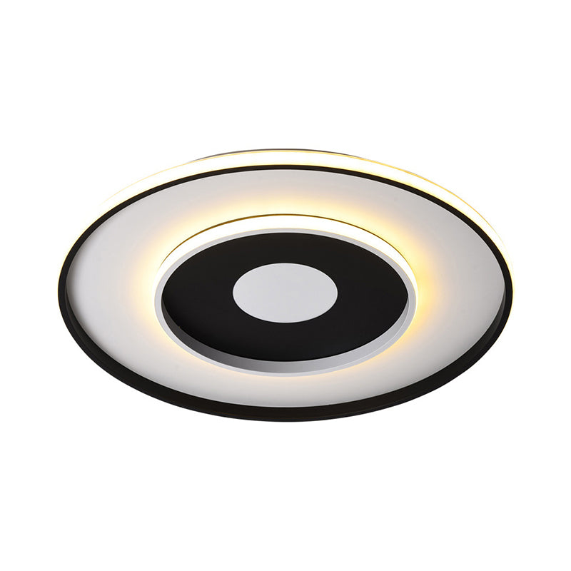 Acrylic Circle Ceiling Lighting Modern Black 18"/23.5" Wide Flush Light Fixture in Warm/White/3 Color Light Clearhalo 'Ceiling Lights' 'Close To Ceiling Lights' 'Close to ceiling' 'Flush mount' Lighting' 288571