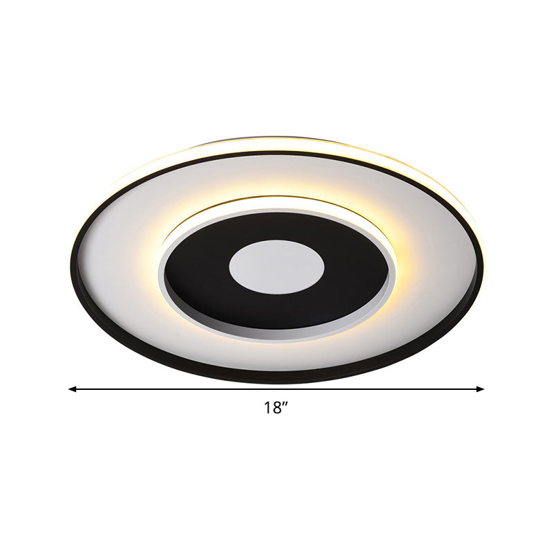 Acrylic Circle Ceiling Lighting Modern Black 18"/23.5" Wide Flush Light Fixture in Warm/White/3 Color Light Clearhalo 'Ceiling Lights' 'Close To Ceiling Lights' 'Close to ceiling' 'Flush mount' Lighting' 288572