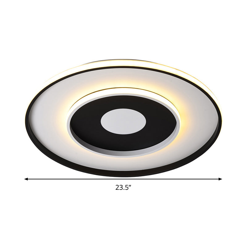 Acrylic Circle Ceiling Lighting Modern Black 18"/23.5" Wide Flush Light Fixture in Warm/White/3 Color Light Clearhalo 'Ceiling Lights' 'Close To Ceiling Lights' 'Close to ceiling' 'Flush mount' Lighting' 288573
