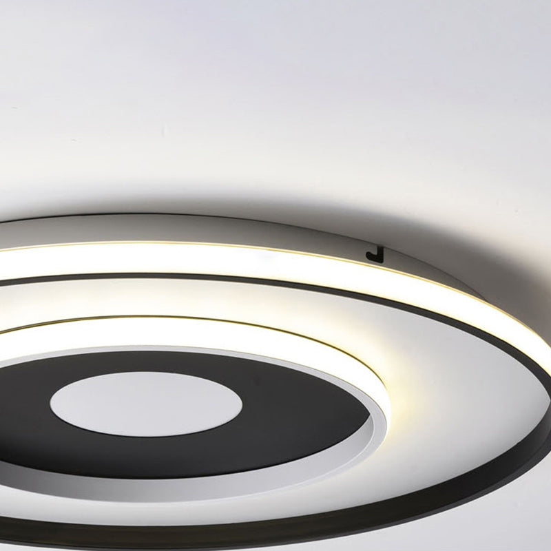Acrylic Circle Ceiling Lighting Modern Black 18"/23.5" Wide Flush Light Fixture in Warm/White/3 Color Light Clearhalo 'Ceiling Lights' 'Close To Ceiling Lights' 'Close to ceiling' 'Flush mount' Lighting' 288574
