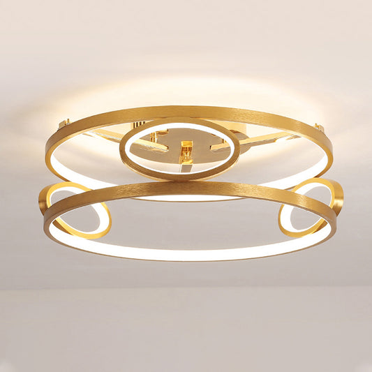 Tiered Semi Flush Light Simple Acrylic LED Gold Ceiling Mounted Fixture for Living Room, 18"/23.5" Wide Gold Clearhalo 'Ceiling Lights' 'Close To Ceiling Lights' 'Close to ceiling' 'Semi-flushmount' Lighting' 288643