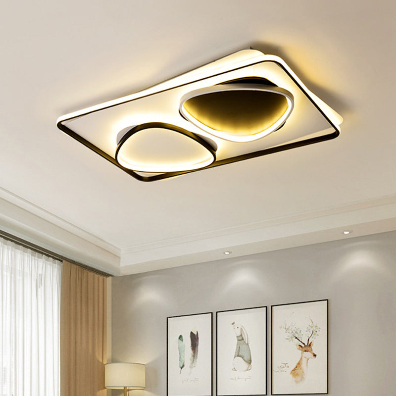 Acrylic Triangle Ceiling Lamp Contemporary Black LED Flush Mount Lighting in Warm/White Light Black Warm Clearhalo 'Ceiling Lights' 'Close To Ceiling Lights' 'Close to ceiling' 'Flush mount' Lighting' 288663