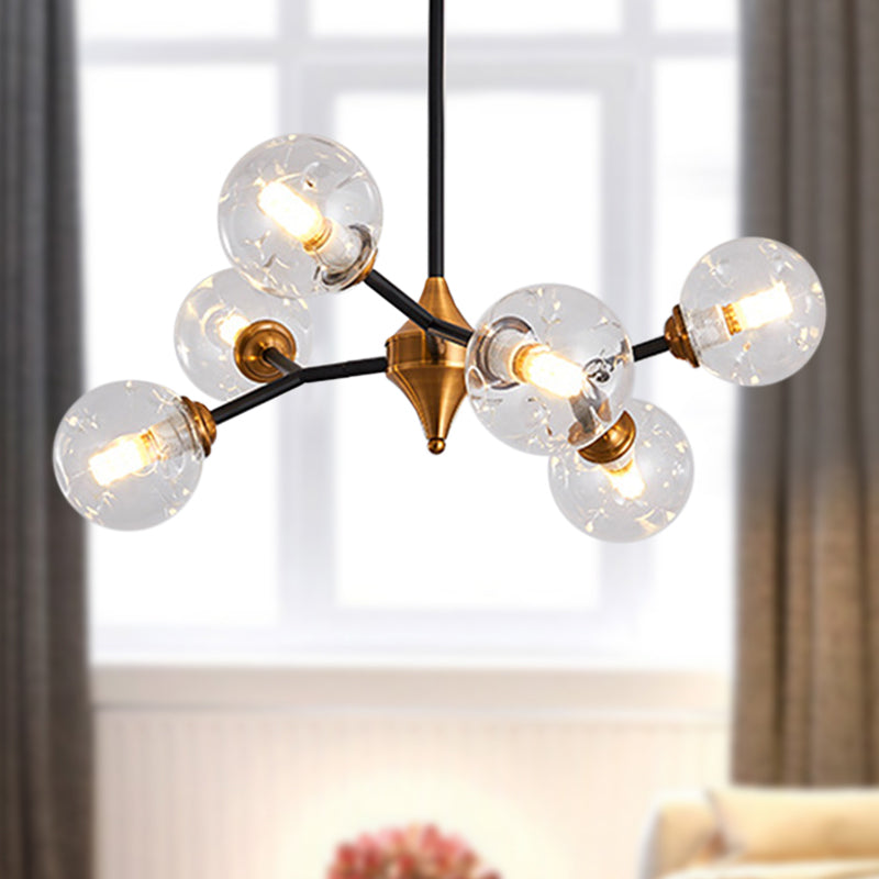 Nordic Bubble Hanging Lamp Kit Clear/Amber/Smoke Gray Dimpled Glass 6/10 Heads Chandelier Lamp for Dining Room Clearhalo 'Ceiling Lights' 'Chandeliers' 'Clear' 'Glass shade' 'Glass' 'Industrial' 'Modern Chandeliers' 'Modern' 'Tiffany' 'Traditional Chandeliers' Lighting' 288670