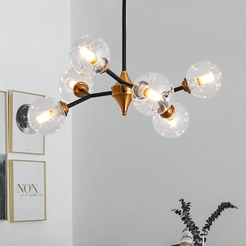 Nordic Bubble Hanging Lamp Kit Clear/Amber/Smoke Gray Dimpled Glass 6/10 Heads Chandelier Lamp for Dining Room Clearhalo 'Ceiling Lights' 'Chandeliers' 'Clear' 'Glass shade' 'Glass' 'Industrial' 'Modern Chandeliers' 'Modern' 'Tiffany' 'Traditional Chandeliers' Lighting' 288671