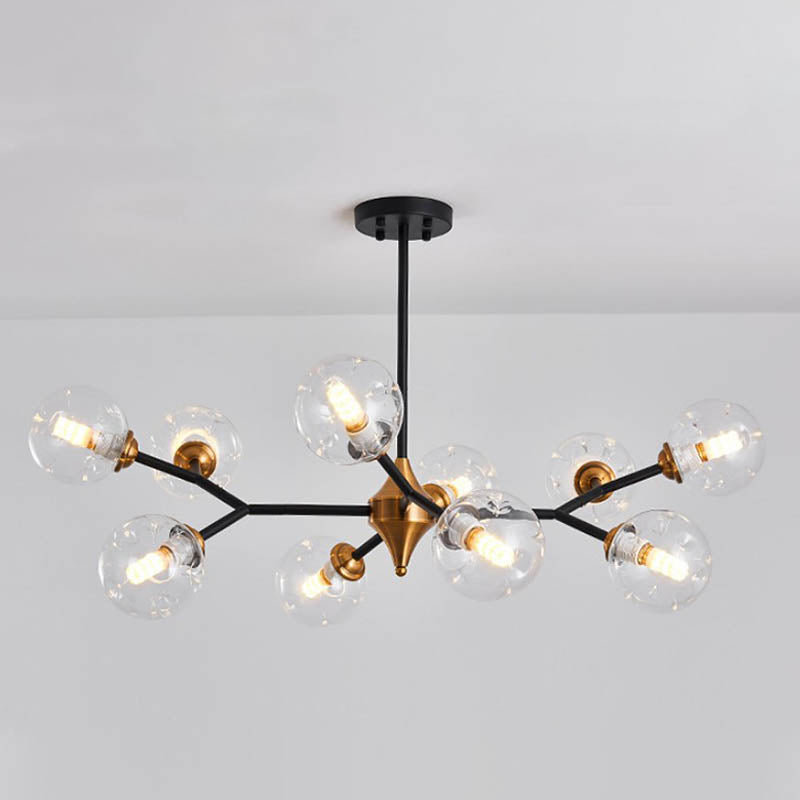 Nordic Bubble Hanging Lamp Kit Clear/Amber/Smoke Gray Dimpled Glass 6/10 Heads Chandelier Lamp for Dining Room Clearhalo 'Ceiling Lights' 'Chandeliers' 'Clear' 'Glass shade' 'Glass' 'Industrial' 'Modern Chandeliers' 'Modern' 'Tiffany' 'Traditional Chandeliers' Lighting' 288676
