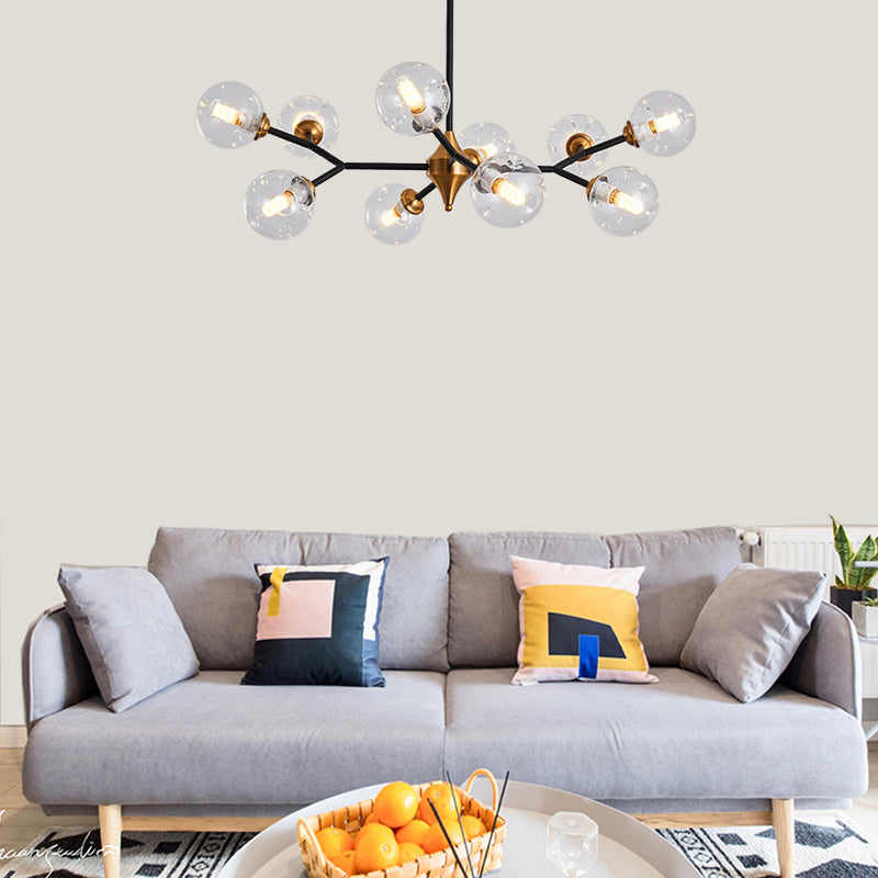 Nordic Bubble Hanging Lamp Kit Clear/Amber/Smoke Gray Dimpled Glass 6/10 Heads Chandelier Lamp for Dining Room Clearhalo 'Ceiling Lights' 'Chandeliers' 'Clear' 'Glass shade' 'Glass' 'Industrial' 'Modern Chandeliers' 'Modern' 'Tiffany' 'Traditional Chandeliers' Lighting' 288678