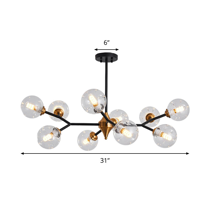 Nordic Bubble Hanging Lamp Kit Clear/Amber/Smoke Gray Dimpled Glass 6/10 Heads Chandelier Lamp for Dining Room Clearhalo 'Ceiling Lights' 'Chandeliers' 'Clear' 'Glass shade' 'Glass' 'Industrial' 'Modern Chandeliers' 'Modern' 'Tiffany' 'Traditional Chandeliers' Lighting' 288680