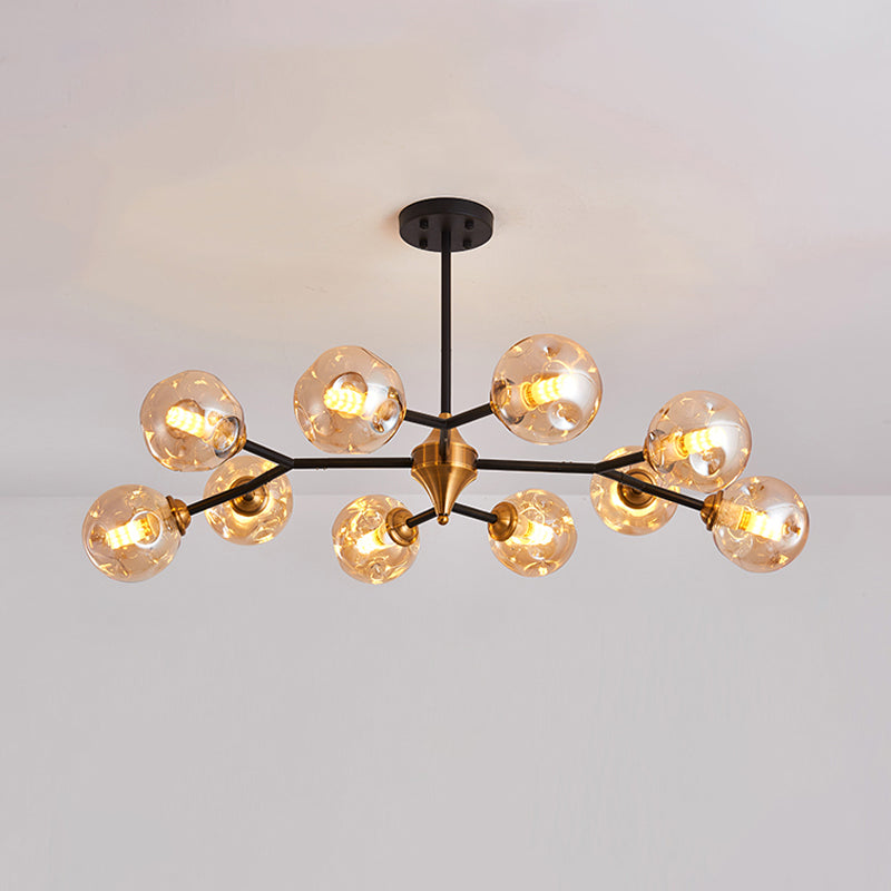 Nordic Bubble Hanging Lamp Kit Clear/Amber/Smoke Gray Dimpled Glass 6/10 Heads Chandelier Lamp for Dining Room Clearhalo 'Ceiling Lights' 'Chandeliers' 'Clear' 'Glass shade' 'Glass' 'Industrial' 'Modern Chandeliers' 'Modern' 'Tiffany' 'Traditional Chandeliers' Lighting' 288682