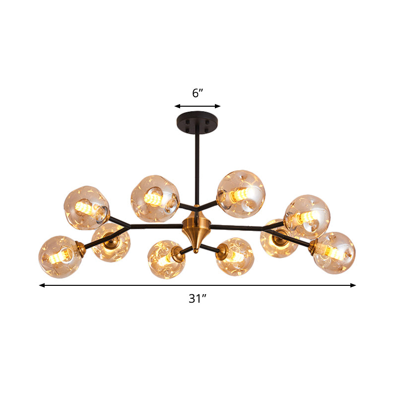 Nordic Bubble Hanging Lamp Kit Clear/Amber/Smoke Gray Dimpled Glass 6/10 Heads Chandelier Lamp for Dining Room Clearhalo 'Ceiling Lights' 'Chandeliers' 'Clear' 'Glass shade' 'Glass' 'Industrial' 'Modern Chandeliers' 'Modern' 'Tiffany' 'Traditional Chandeliers' Lighting' 288686