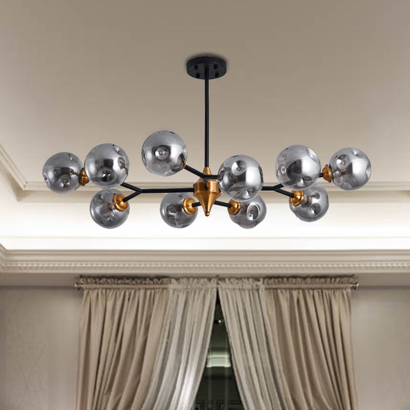 Nordic Bubble Hanging Lamp Kit Clear/Amber/Smoke Gray Dimpled Glass 6/10 Heads Chandelier Lamp for Dining Room Clearhalo 'Ceiling Lights' 'Chandeliers' 'Clear' 'Glass shade' 'Glass' 'Industrial' 'Modern Chandeliers' 'Modern' 'Tiffany' 'Traditional Chandeliers' Lighting' 288688