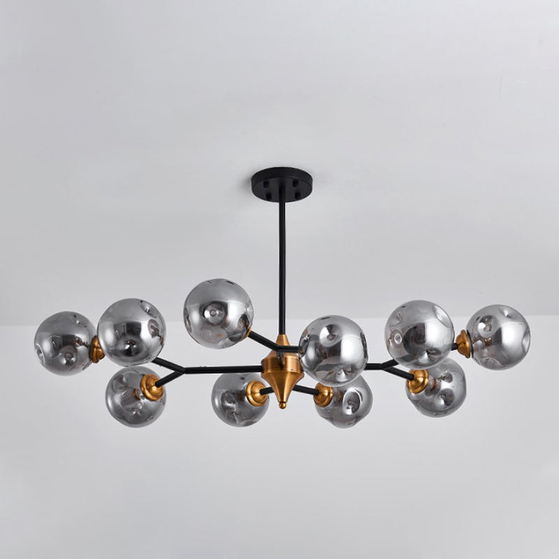 Nordic Bubble Hanging Lamp Kit Clear/Amber/Smoke Gray Dimpled Glass 6/10 Heads Chandelier Lamp for Dining Room Clearhalo 'Ceiling Lights' 'Chandeliers' 'Clear' 'Glass shade' 'Glass' 'Industrial' 'Modern Chandeliers' 'Modern' 'Tiffany' 'Traditional Chandeliers' Lighting' 288689