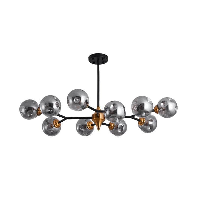 Nordic Bubble Hanging Lamp Kit Clear/Amber/Smoke Gray Dimpled Glass 6/10 Heads Chandelier Lamp for Dining Room Clearhalo 'Ceiling Lights' 'Chandeliers' 'Clear' 'Glass shade' 'Glass' 'Industrial' 'Modern Chandeliers' 'Modern' 'Tiffany' 'Traditional Chandeliers' Lighting' 288691