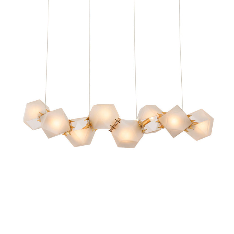 Geometric Frosted Glass Chandelier Lighting Postmodern 6/8/10 Heads Gold Hanging Lamp Kit Clearhalo 'Ceiling Lights' 'Chandeliers' 'Glass shade' 'Glass' 'Modern Chandeliers' 'Modern' 'Pendant Lights' Lighting' 288732