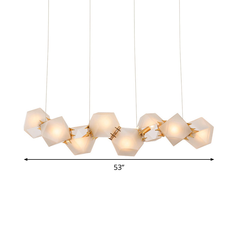 Geometric Frosted Glass Chandelier Lighting Postmodern 6/8/10 Heads Gold Hanging Lamp Kit Clearhalo 'Ceiling Lights' 'Chandeliers' 'Glass shade' 'Glass' 'Modern Chandeliers' 'Modern' 'Pendant Lights' Lighting' 288733