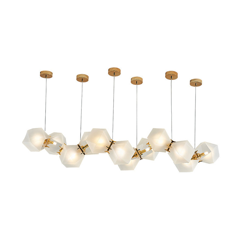 Geometric Frosted Glass Chandelier Lighting Postmodern 6/8/10 Heads Gold Hanging Lamp Kit Clearhalo 'Ceiling Lights' 'Chandeliers' 'Glass shade' 'Glass' 'Modern Chandeliers' 'Modern' 'Pendant Lights' Lighting' 288739