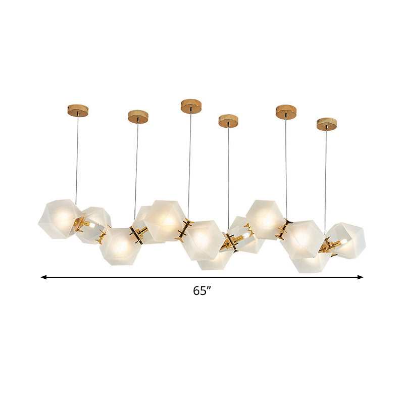 Geometric Frosted Glass Chandelier Lighting Postmodern 6/8/10 Heads Gold Hanging Lamp Kit Clearhalo 'Ceiling Lights' 'Chandeliers' 'Glass shade' 'Glass' 'Modern Chandeliers' 'Modern' 'Pendant Lights' Lighting' 288740
