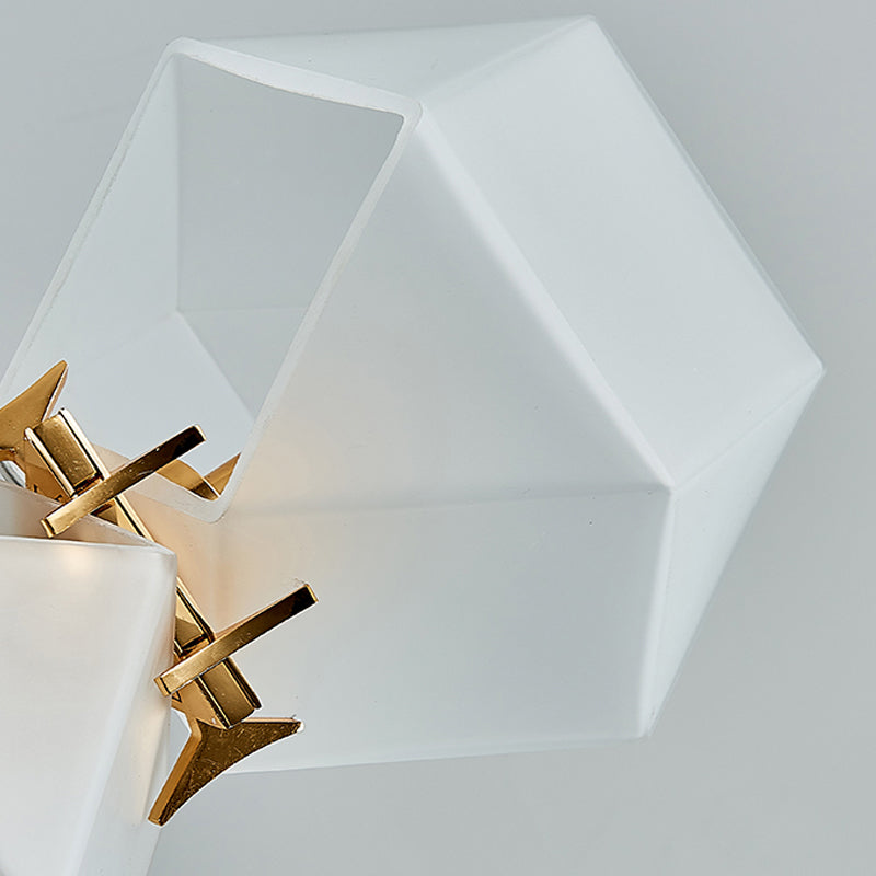 Geometric Frosted Glass Chandelier Lighting Postmodern 6/8/10 Heads Gold Hanging Lamp Kit Clearhalo 'Ceiling Lights' 'Chandeliers' 'Glass shade' 'Glass' 'Modern Chandeliers' 'Modern' 'Pendant Lights' Lighting' 288741