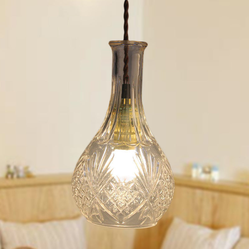 Clear Prism Glass Bottle Pendant Light Fixture Modern 1 Light Hanging Ceiling Light for Dining Room Clearhalo 'Ceiling Lights' 'Chandeliers' 'Glass shade' 'Glass' 'Modern Pendants' 'Modern' 'Pendant Lights' 'Pendants' Lighting' 288750