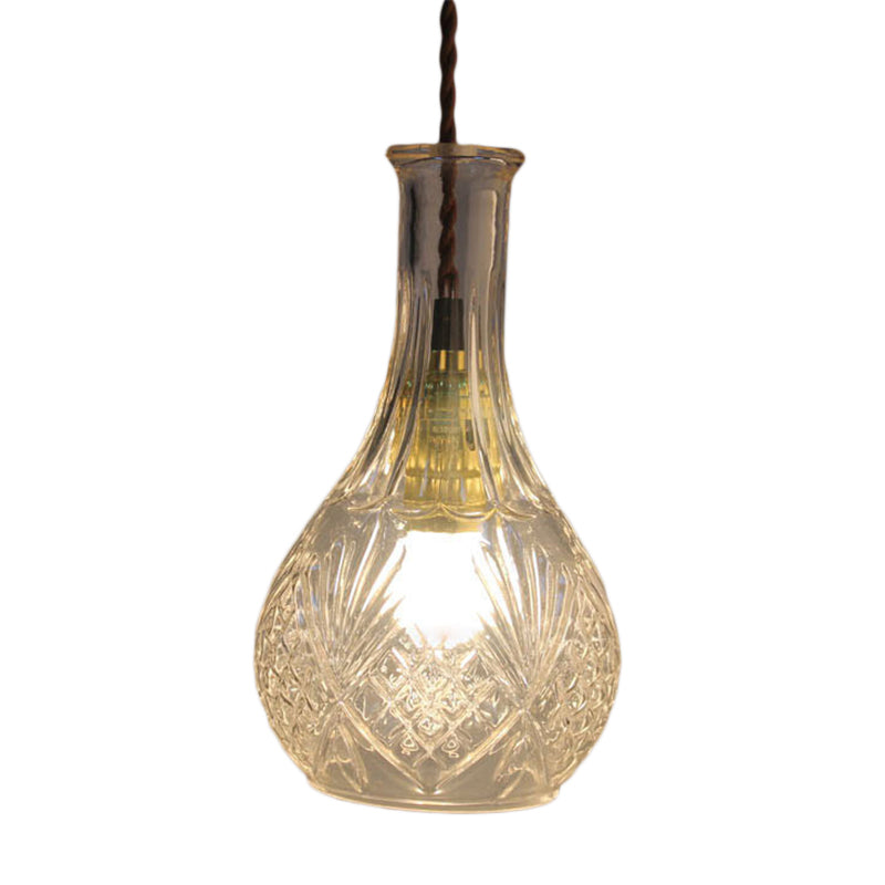 Clear Prism Glass Bottle Pendant Light Fixture Modern 1 Light Hanging Ceiling Light for Dining Room Clearhalo 'Ceiling Lights' 'Chandeliers' 'Glass shade' 'Glass' 'Modern Pendants' 'Modern' 'Pendant Lights' 'Pendants' Lighting' 288752