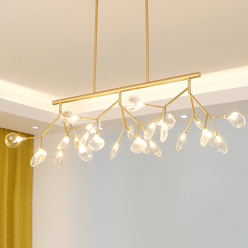 Postmodern Bubble Chandelier Lamp Clear Glass 27 Heads Dining Room Hanging Light Kit in Black/Gold Clearhalo 'Ceiling Lights' 'Chandeliers' 'Glass shade' 'Glass' 'Island Lights' 'Pendant Lights' Lighting' 288828